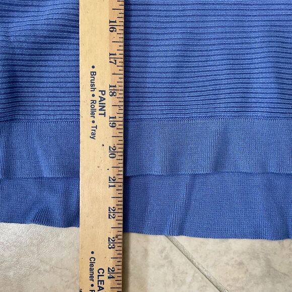 Chico’s Ribbed Boxy Knit Blouse Top women’s Size Large blue pull over 3/4 sleeve - Picture 9 of 13